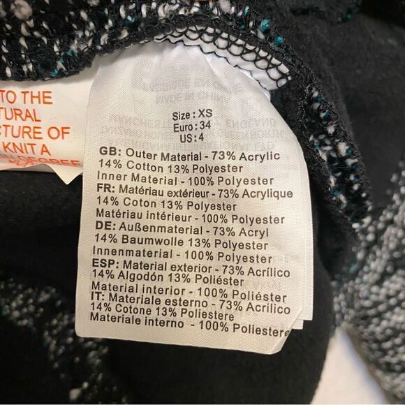 Bench Vail Fleece Lined Black & White tweed Jacket asymmetrical zipper -XS/4 - Picture 11 of 14